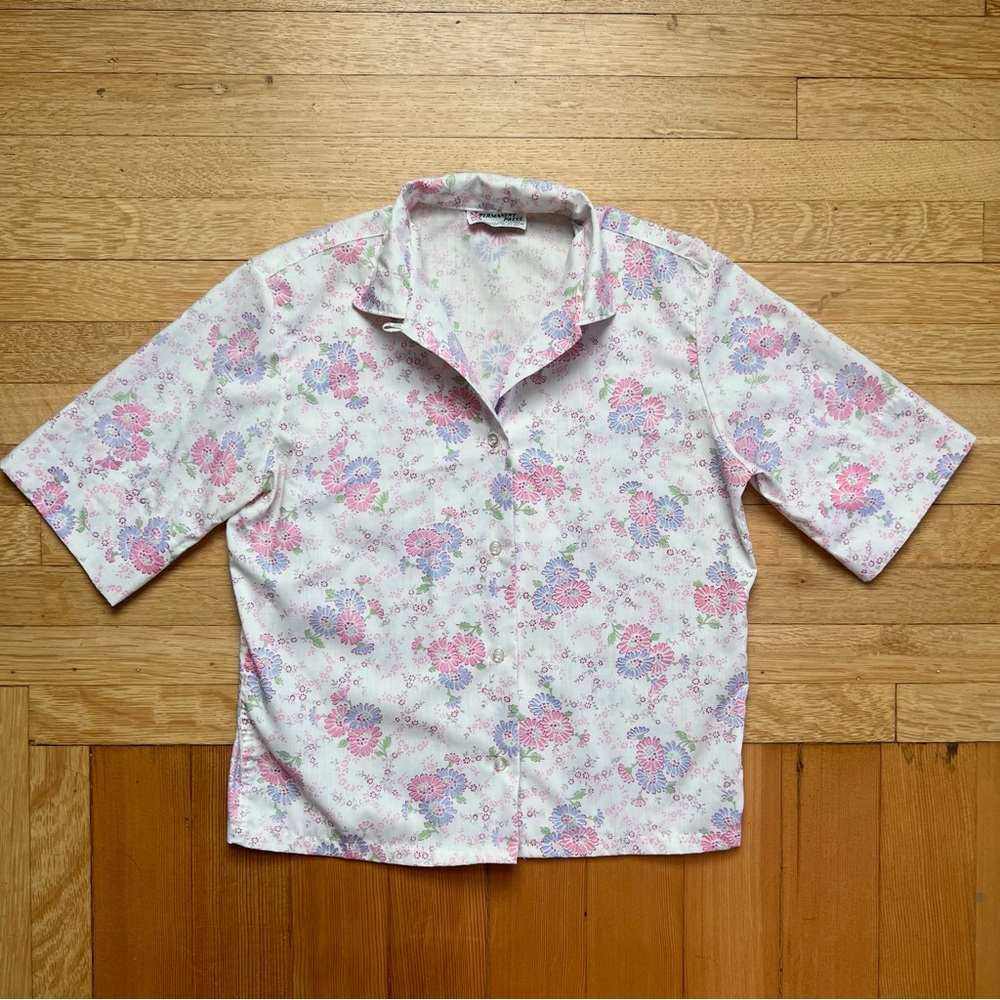 Vintage 70s floral button down S